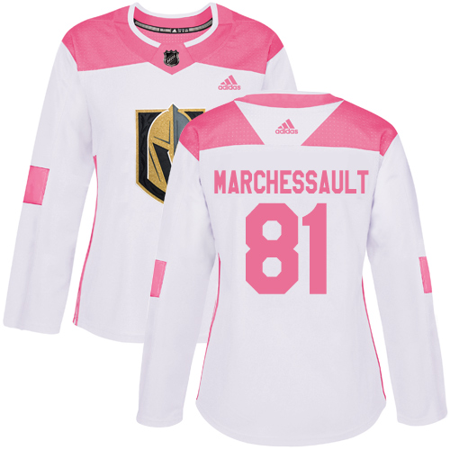 Adidas Golden Knights #81 Jonathan Marchessault White/Pink Authentic Fashion Women's Stitched NHL Jersey